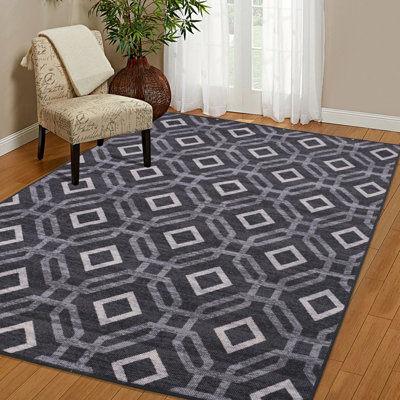 Tapis gris zone géométrique Carlene
