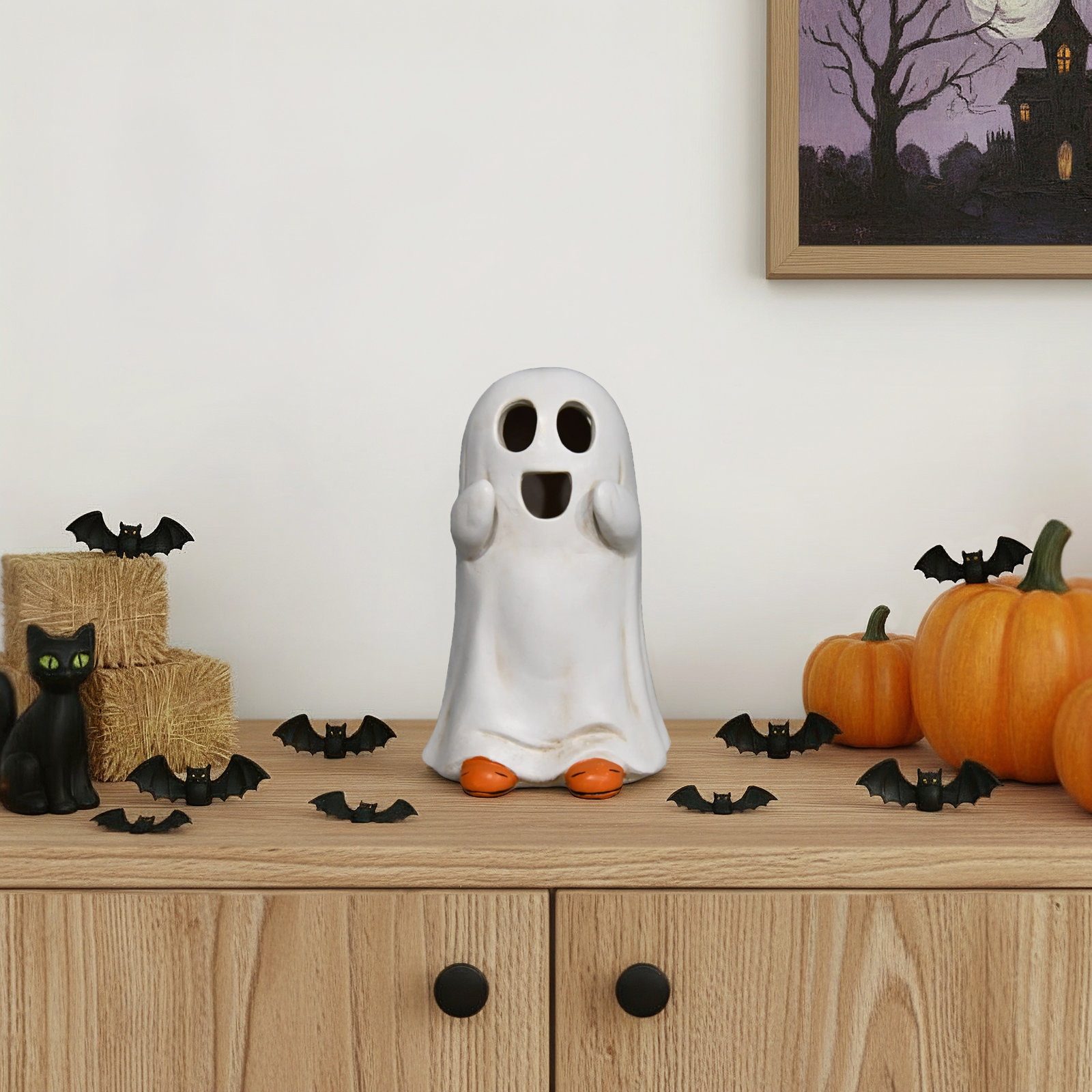 Ghost Light Up LED Halloween Figurine 6"