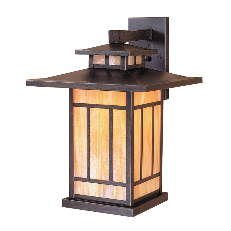 Ickes Wall Light, 17.5" H x 12.25" W x 13" D, Bronze, Amber Mica