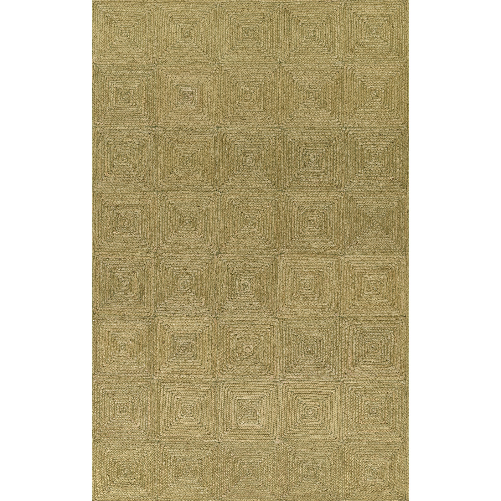 Mykonos Hand Woven Jute Geometric Green Area Rug, Rectangle 5' x 7'6"