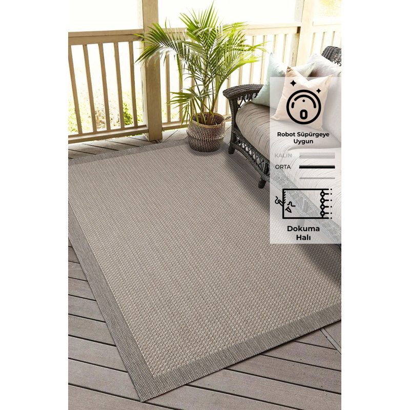 Amede Solid Colour Machine Made Indoor / Outdoor Area Rug, Rectangle 6'6" x 9'6"