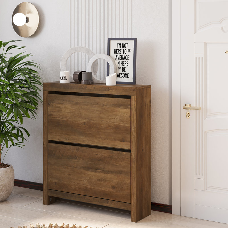 Flip Down Shoe Storage, Knotty Oak