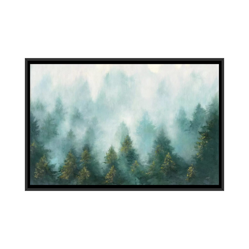 "Misty Forest" par Julia Purvis, reproduction d’art, Pas de tapis, H 32 po x l 48 po x 1,5 po, Toile avec cadre noir