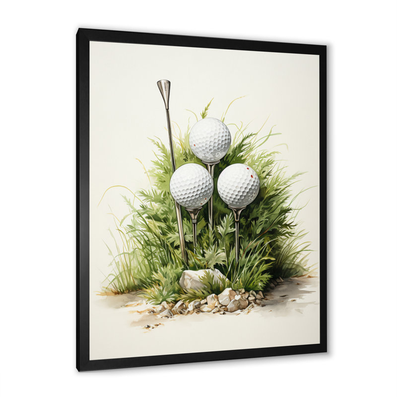 «Dariyelle Minimalisme Golf Tees» sur toile, H 32 po x l 16 po x P 1 po, Cadre photo noir