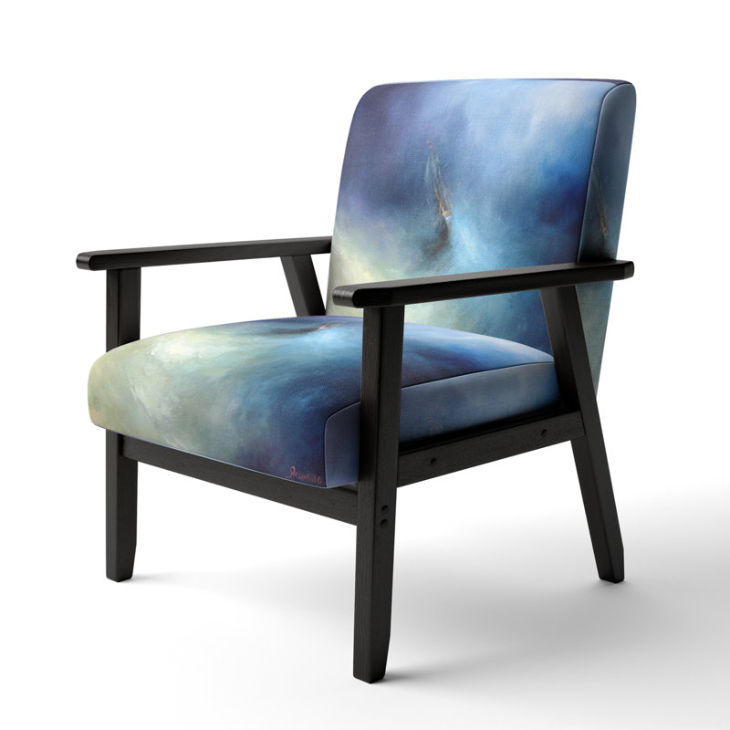 Storm In Abstract Sea - Upholstered Nautical & Coastal Accent Chair and Arm Chair