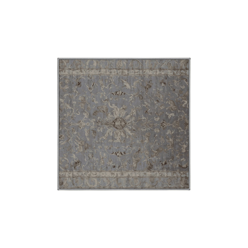Tapis gris soyeux et moelleux, Rectangle 6 pi x 9 pi