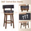 Tabouret de bar pivotant rembourré, chaise d'îlot de cuisine pivotante à 360° avec structure en bois massif, siège et dossier rembourrés, garniture cloutée-1589865268-1589865257