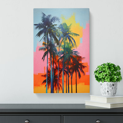 Palm Tree Colour Field - Wrapped Canvas