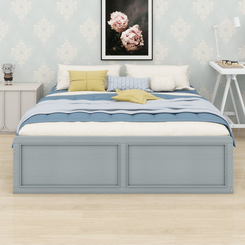 Solid Wood Platform Bed With Under-Bed Storage Drawers Space-Saving, No Box Spring Needed