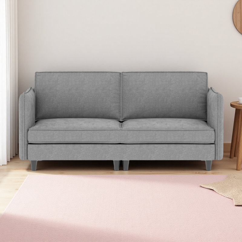 Canapé 74,27 po, canapé confortable 2 places, style Mid-Century moderne conçu pour les petits espaces, Gris