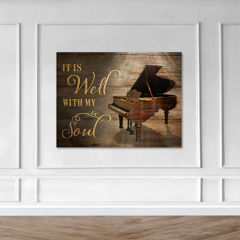 A Piano - Art textuel sur toile tendue, H 11 po x l 14 po x P 2 po