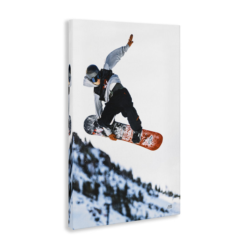  «Winter Snowboard Jump», art mural sur toile par Max Blakesberg Studios, H 24 po x l 16 po