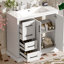 Meuble-lavabo moderne de 36 po avec lavabo en céramique, porte à fermeture en douceur, tablette réglable et 3 tiroirs, rangement spacieux, conception élégante pour les salles de bain de taille moyenne à petite