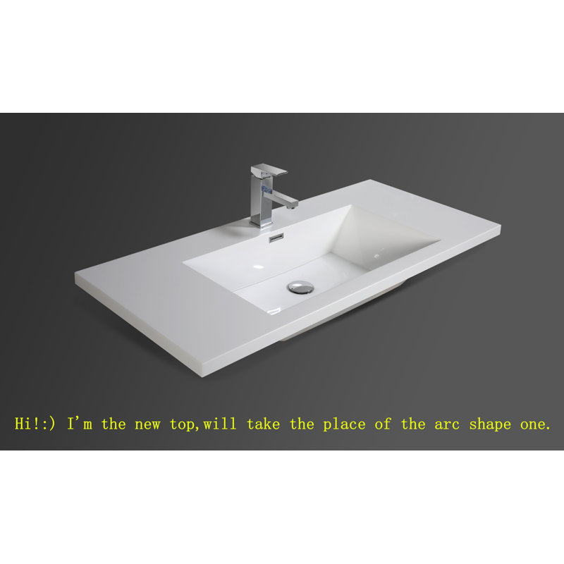 Ensemble de meuble-lavabo simple 42 po Curly, Blanc très luisant