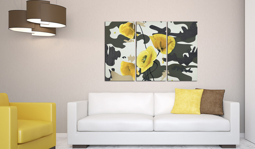 Leinwandbild - Gemalt mit Mohnblumen - Triptychon