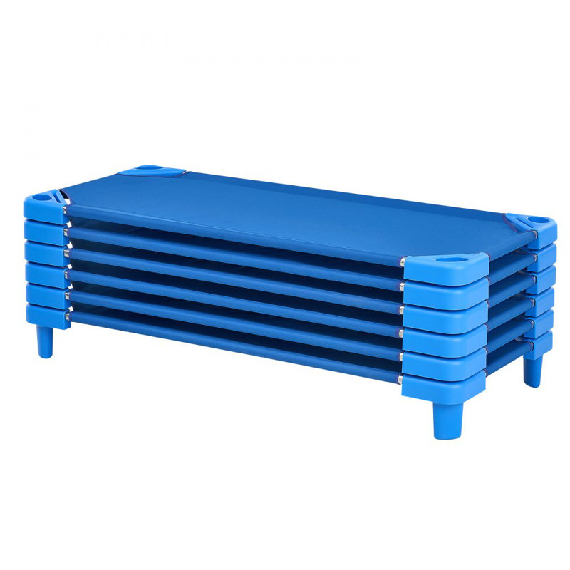 Lit de bébé empilable, lit de bébé portatif pour lit de tout-petit, lit de jour standard pour enfants de L 52 po x l 23 po, lits de garderie en classe préscolaire pour dormir, se reposer, sieste, bleu
