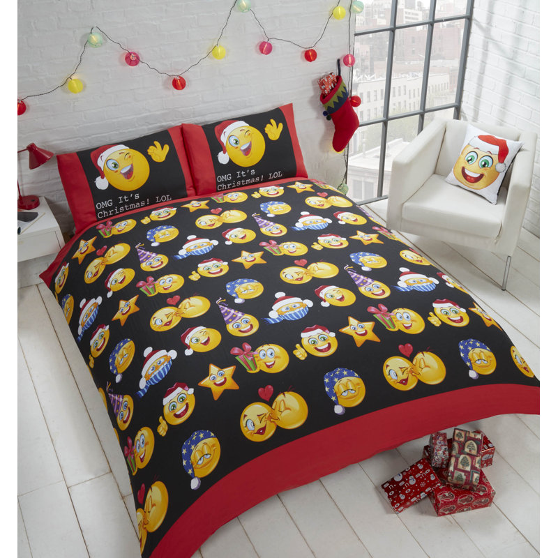 Mcginnis Yellow White Red Blue Reversible Duvet Cover Set, Double - 2 Standard Pillowcases