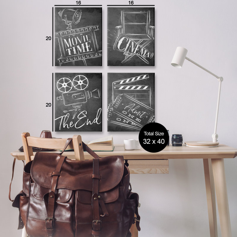 Ensemble d'art mural sur toile 4 pièces Chalkboard, H 20 po x l 16 po