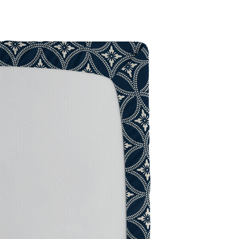 Drap-housse rustique Ambesonne, Bleu foncé, crème / géométrique, Drap-housse simple TG