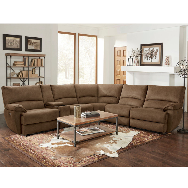 Canapé modulaire inclinable électrique Dothen, Polyester à 100 % de couleur brune