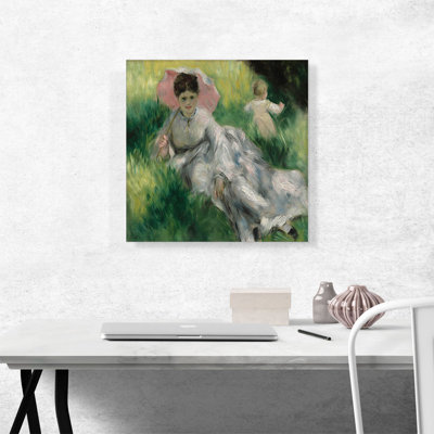 " Woman With Parasol 1873 " by Pierre-Auguste Renoir Painting Print
