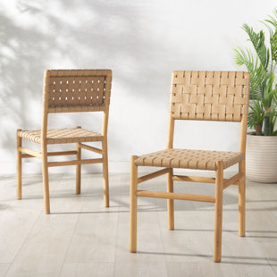Jeremiah Woven Leather Dining Chair (Set of 2)
