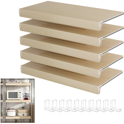 5 housses de grille en métal de 5 pouces de couleur chêne pour tablettes de garde-manger amovibles, armoire, salle de bain, cuisine, grain de bois, couleur de tablette à installation simple, conception idéale, rénovation facile à assembler