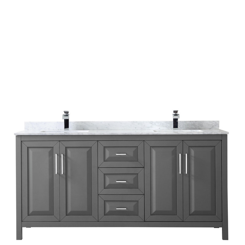 Daria 72'' W Double Vanity, Polished Chrome, Dark Espresso, White Cultured Marble