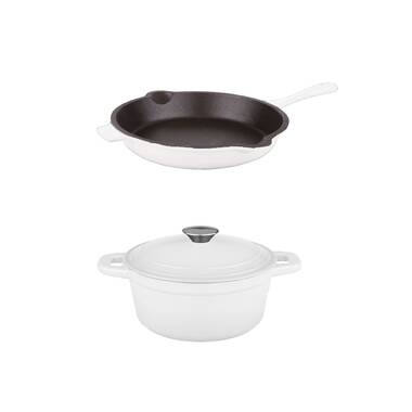 BergHOFF Neo 3PC Cast Iron Cookware Set, 3qt. Covered Dutch Oven & 10 Fry Pan, Meringue