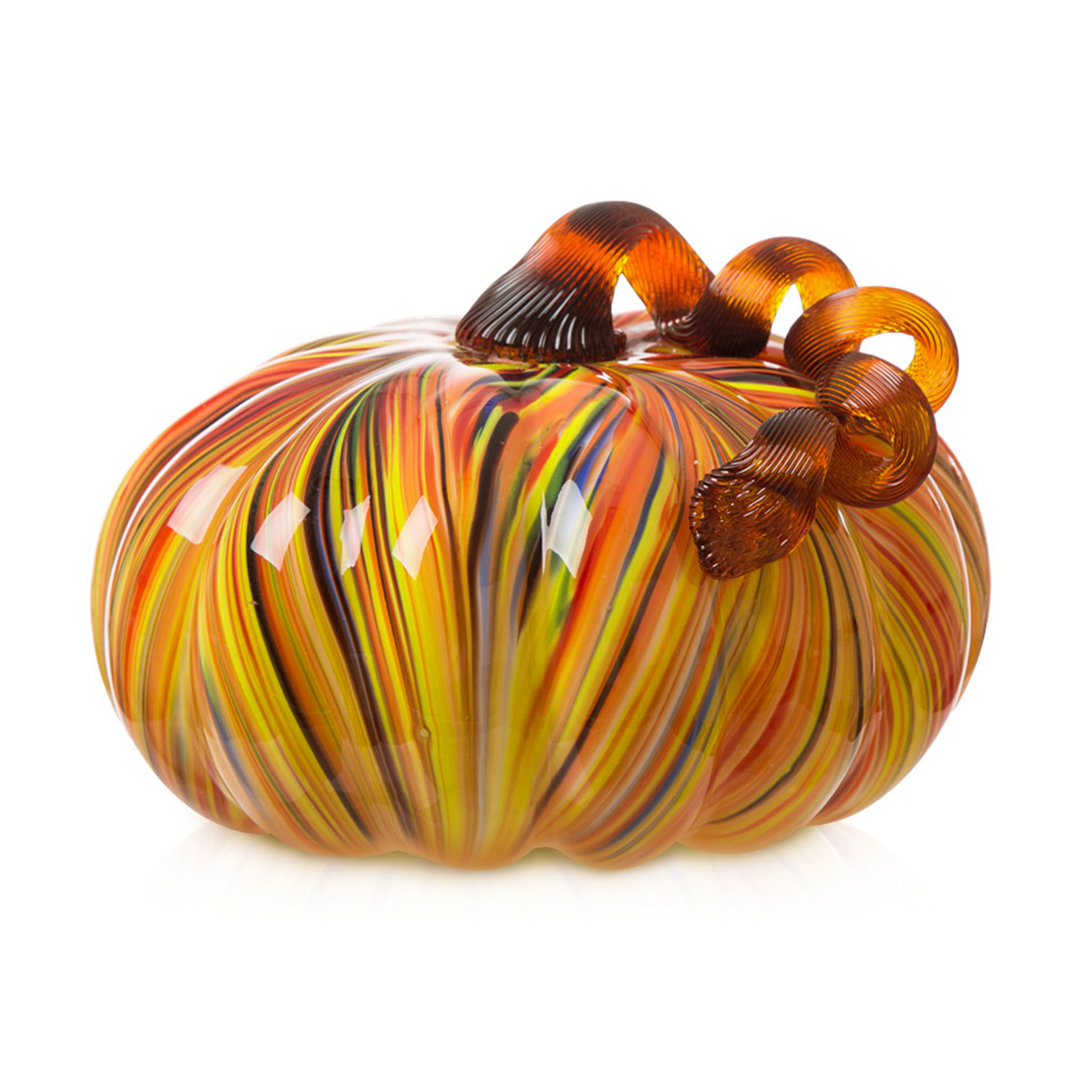 Modern Striped Glass Pumpkin Decorative Accent The Holiday Aisle®