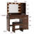 42" W Walnut Makeup Vanity Desk With Mirror And Lights And Charging Station