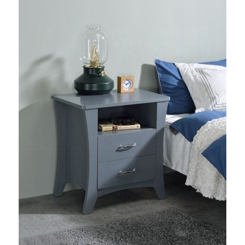 Table de chevet 2 tiroirs Bellda, Gris