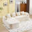 Chenille L-Shaped Sectionals Sofa With Four Pillows-1762541894