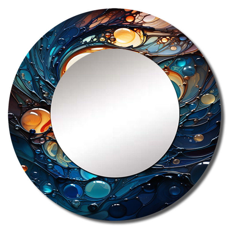 «Fluid Spiral II», miroir mural unique en spirale abstraite, 23 po x 23 po