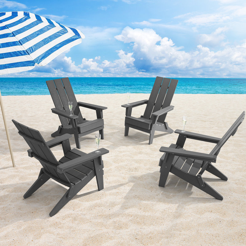 Chaise Adirondack pliable Harborcreek Hips, Gris anthracite