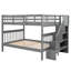 Lit superposé d'escalier gris avec rangement et garde-corps. Chambre à coucher, utilisation dans un dortoir. Matériau en bois massif. Options élargies. Escaliers sécuritaires. Choix de configuration polyvalents. Aucune boîte à ressorts requise. 250 lb-317372799
