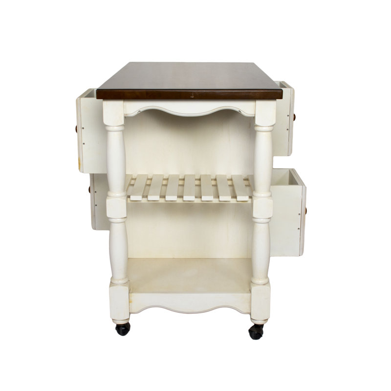 Littoral Solid Wood Top Kitchen Cart, Antique White