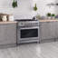 Cosmo 36 po Stellar Collection 4,4 pi³ Cuisinière à double combustible, 5 brûleurs scellés, four à convection 8 fonctions en acier inoxydable