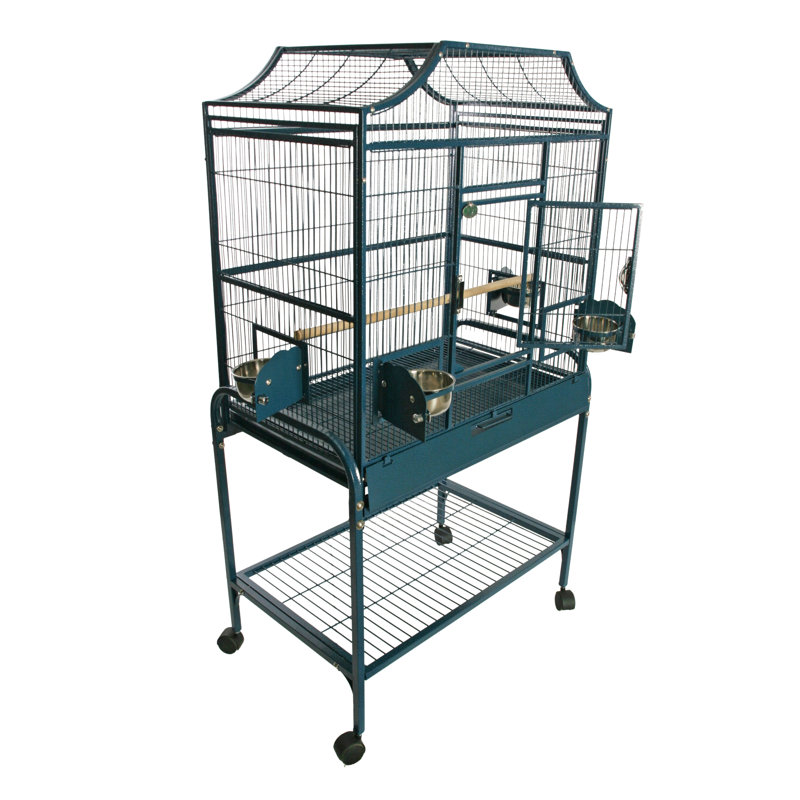 Cage de vol élégante moyenne bleue, Bleu, 55" H x 28" W x 18" D