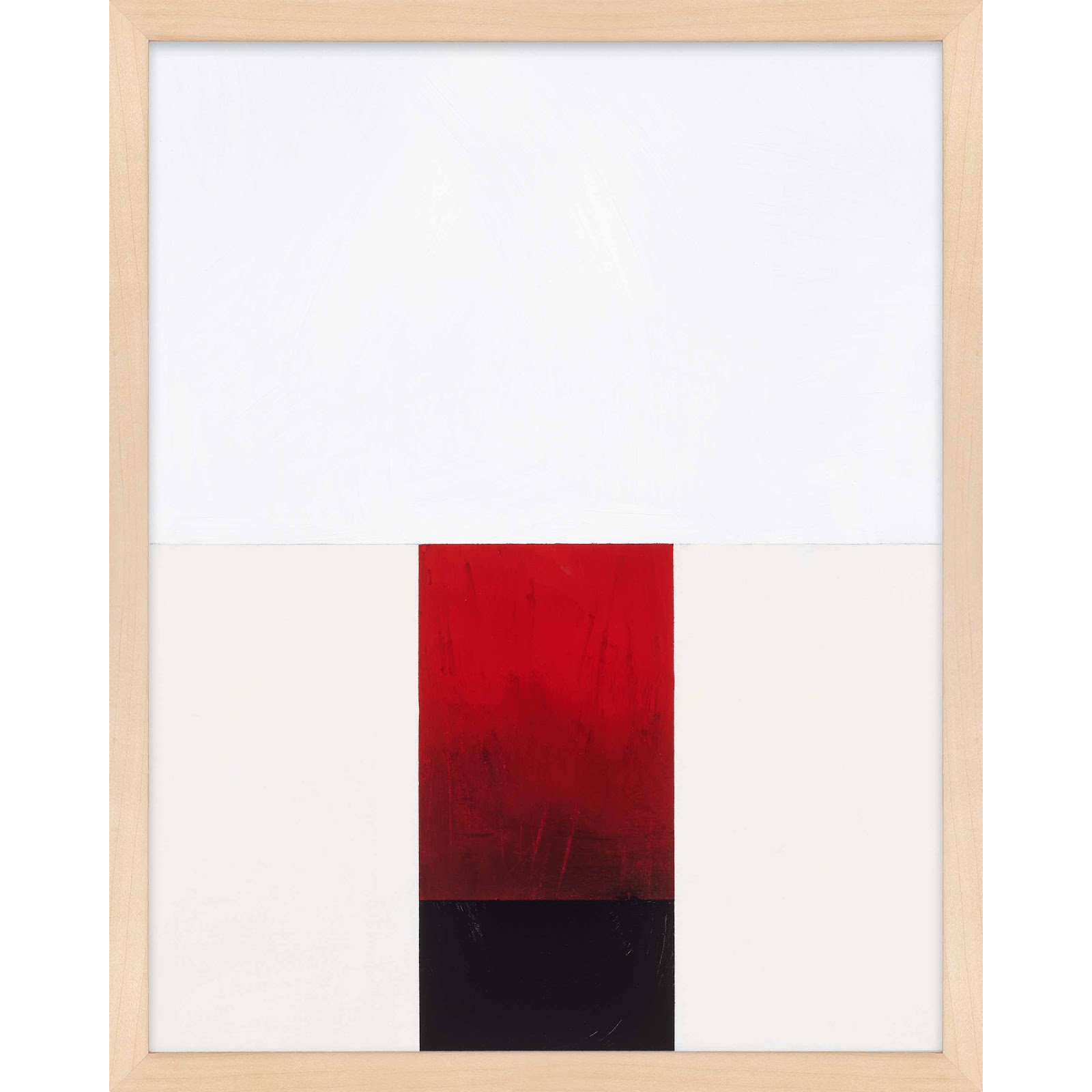 Tempo With Red 2 by Robert Kamnatnik, Maple Framed Paper, 25" H x 20" W x 1.25" D
