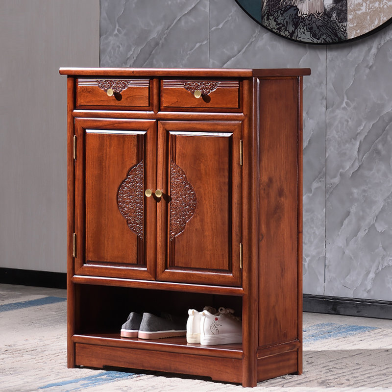 Armoire à chaussures en bois massif Camphor, Brun clair