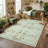 Floral Machine Washable Rug with Rubber Backing for Living Room Durable Vintage Floor Carpet Easy-Cleaning Rug-399193692-399193680