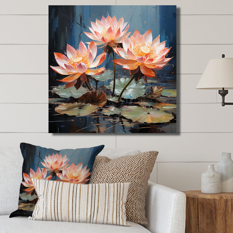 Pétales du lotus sacré III - impression, H 16 po x l 16 po x P 1 po, Toile tendue