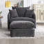 Fauteuil d'appoint pivotant surdimensionné rembourré avec repose-pieds-131277057