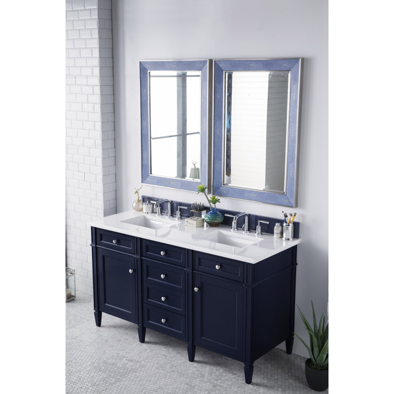 Brittany 60'' W Double Vanity, Urban Gray, White Zeus, 8" Widespread