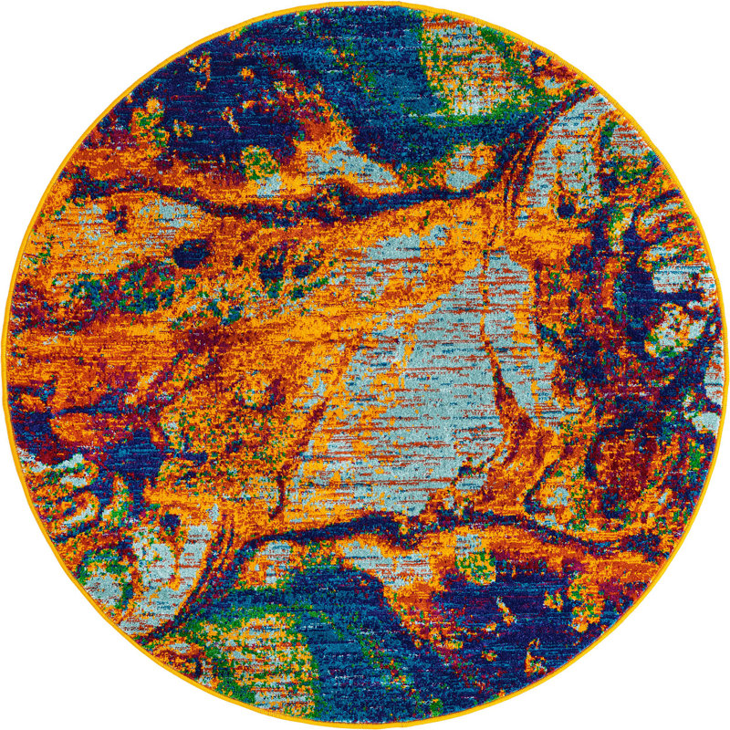 Malaija Abstract Indoor Rug, Round 4'