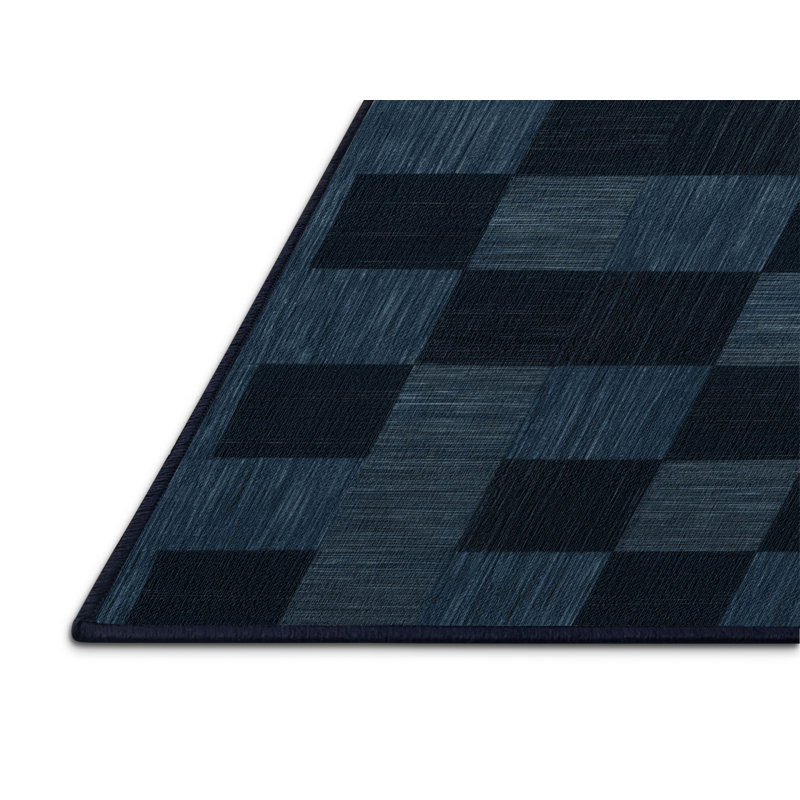 Tapis gris à carreaux lavable à la machine, Rectangle 4pi x 6 pi