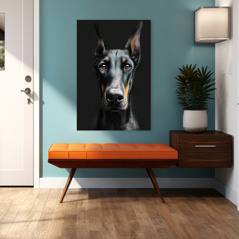 «Doberman Pinscher Dog», art mural contemporain, H 48 po x l 32 po