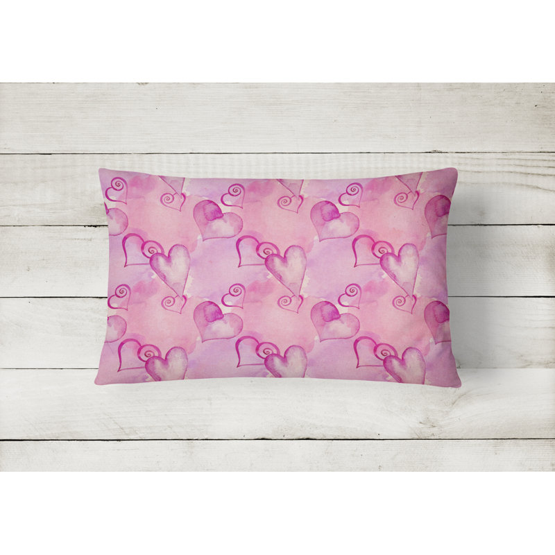  Coussin décoratif intérieur / extérieur Watercolor Hot Hearts, Rose