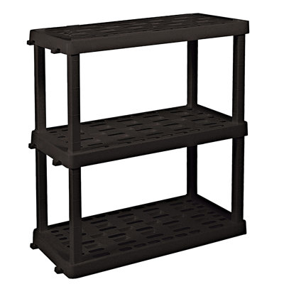 Étagères de rangement emboîtables à 3 niveaux Nancilee en plastique, 91,4 x 45,7 x 96,5 cm, noires